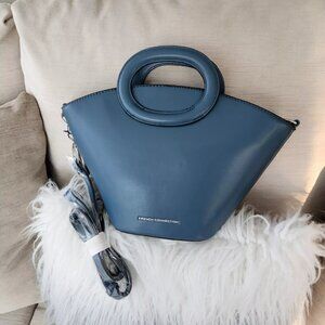 $128 French Connection Amy C-shaped structured handbag legion blue